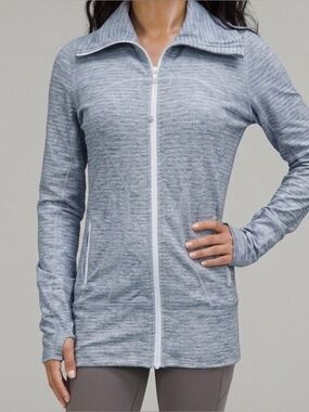 Lululemon Heathered Grey Stride Jacket Women’s 6 Thumbhole Full Zip